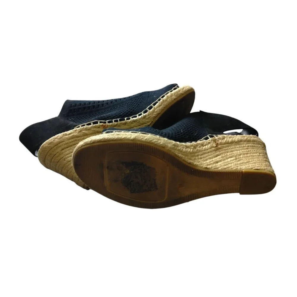 Steven By Steve Madden Women's Size 8 Evers Espadrille Black Mesh Stretch Wedge